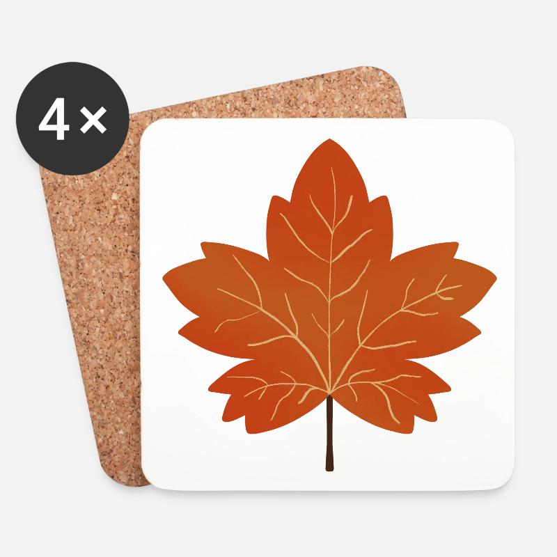 Herbst Ahornblatt Illustration - Untersetzer (4er-Set) - Weiß