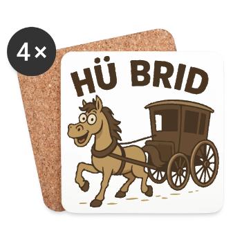 Humorous horse-drawn carriage motif - Coasters (set of 4) - white - Front