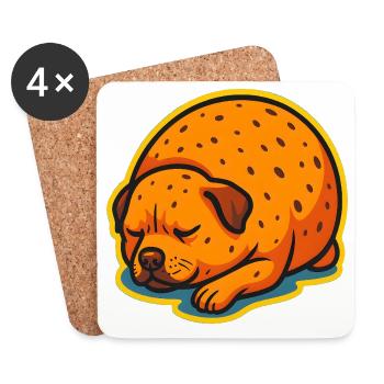 Adorable chien endormi, en forme de pomme de terre, j'adore les chiens - Dessous de verre (lot de 4) - blanc - Devant