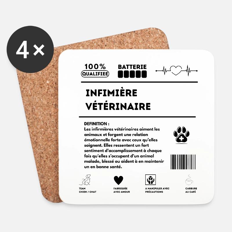 ASV_chien_chat_-1- - Untersetzer (4er-Set) - Weiß