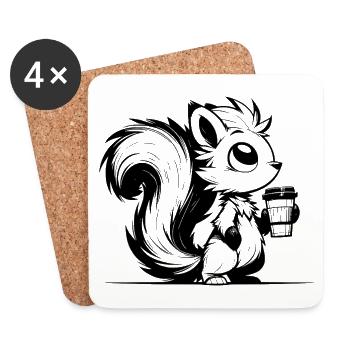 Mehr Kaffee, weniger Stress Eichhörnchen Tag - Untersetzer (4er-Set) - Weiß - Vorne