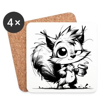 Coffee Energy replaces squirrel hibernation - Coasters (set of 4) - white - Front