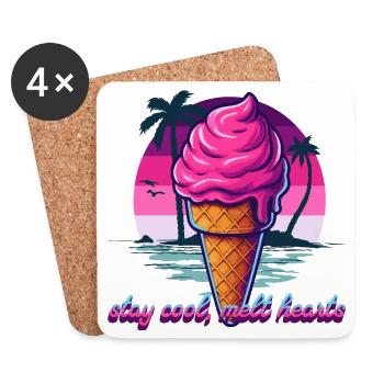 Pink Eiscreme Sunset Design - Coasters (set of 4) - white - Front