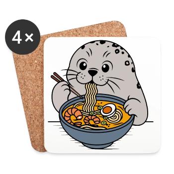 Ramen-Robbe - Untersetzer (4er-Set) - Weiß - Vorne