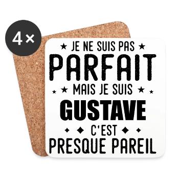 Gustave: authentic, imperfect, top, perfection - Coasters (set of 4) - white - Front