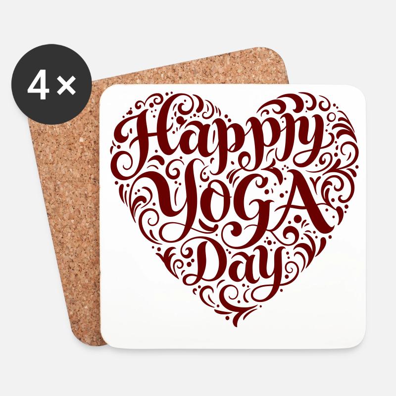 Happy Yoga Day - Untersetzer (4er-Set) - Weiß