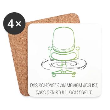 Office humor – The best thing about my job? The swivel chair - Coasters (set of 4) - white - Front