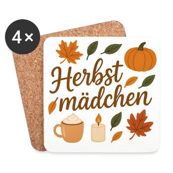 herbstmädchen - Untersetzer (4er-Set) - Weiß - Vorne