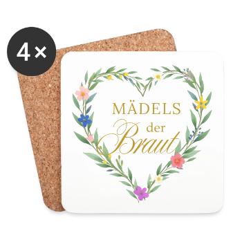  Maedels der Braut! Herz - Untersetzer (4er-Set) - Weiß - Vorne