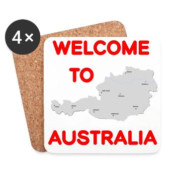 Welcome design Austria and Australia - Coasters (set of 4) - white - Front
