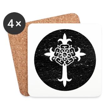 Cross Rosicrucian Black Circle Illustration - Coasters (set of 4) - white - Front