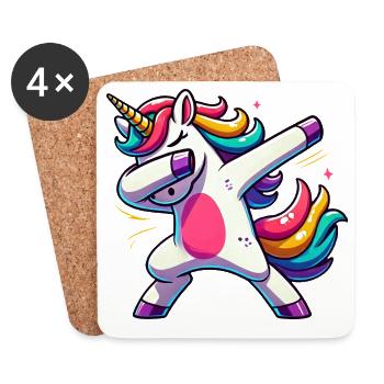 Dabbing Licorne Arc-en-ciel Licorne Enfants - Dessous de verre (lot de 4) - blanc - Devant