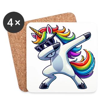 Dabbing Licorne Dab Licorne Fille Licornes - Dessous de verre (lot de 4) - blanc - Devant