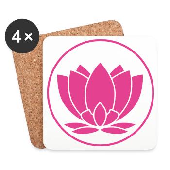 Fleur de lotus design rose - Dessous de verre (lot de 4) - blanc - Devant