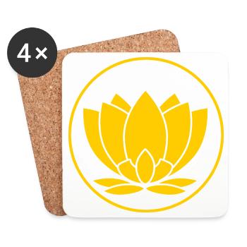 Gelbe Lotus Blüte Illustration - Untersetzer (4er-Set) - Weiß - Vorne