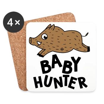 Babyjäger für die Geburts-Schwangerschaftsjagd - Untersetzer (4er-Set) - Weiß - Vorne
