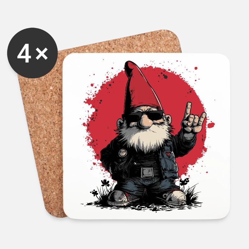 Heavy Metal Gartenzwerg - Untersetzer (4er-Set) - Weiß