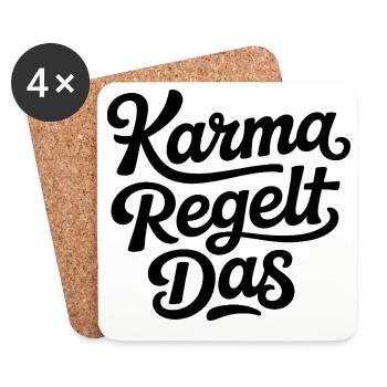 Karma Regelt Das - Untersetzer (4er-Set) - Weiß - Vorne