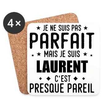 Laurent: authentic, imperfect, top, perfection - Coasters (set of 4) - white - Front