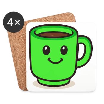 kaffeetasse-smile-cartoon - Untersetzer (4er-Set) - Weiß - Vorne