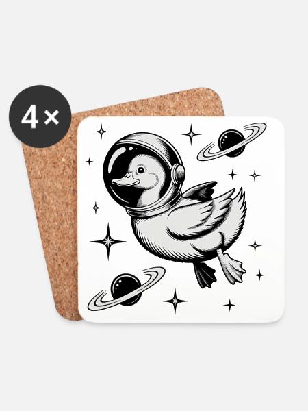 Goose in Space - Cool Astonomy Logo - Untersetzer (4er-Set) - Weiß