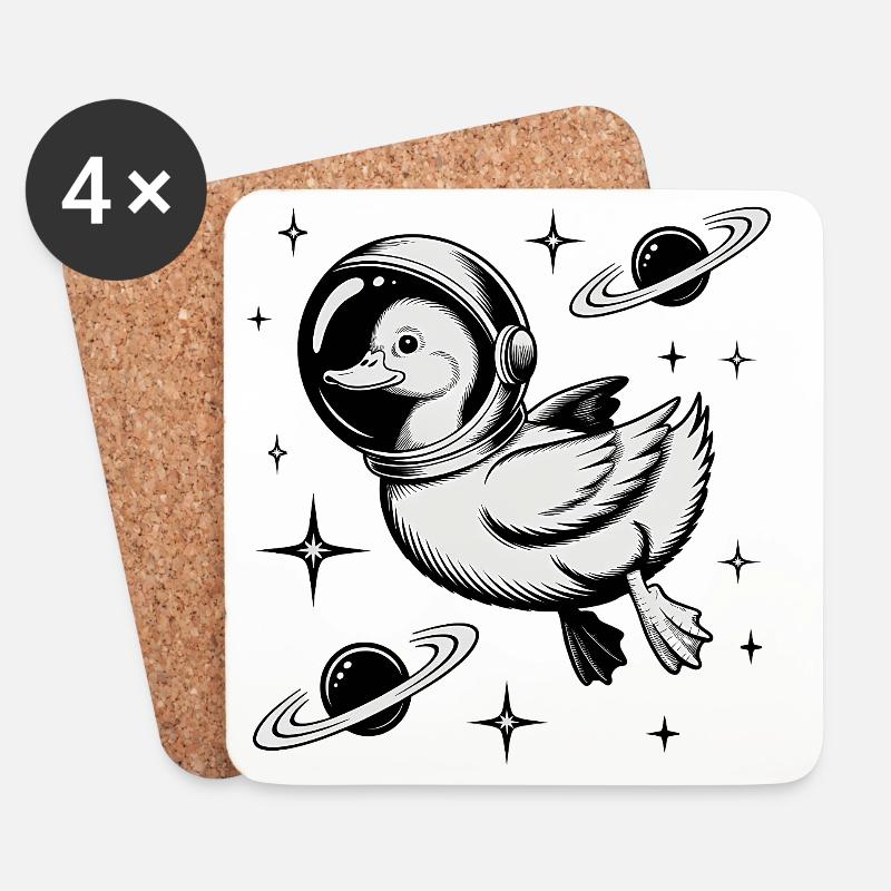 Goose in Space - Cool Astonomy Logo - Untersetzer (4er-Set) - Weiß