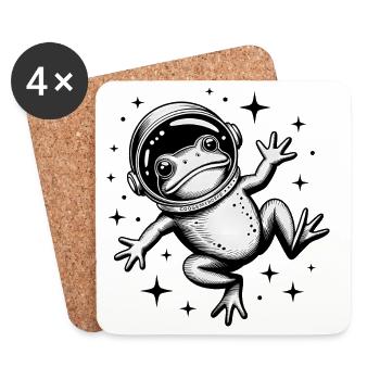 Grenouille dans l'espace - Logo Cool Astonomy - Dessous de verre (lot de 4) - blanc - Devant