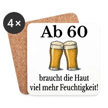 Ab 60 mehr Feuchtigkeit – Bier Humor - Untersetzer (4er-Set) - Weiß - Vorne