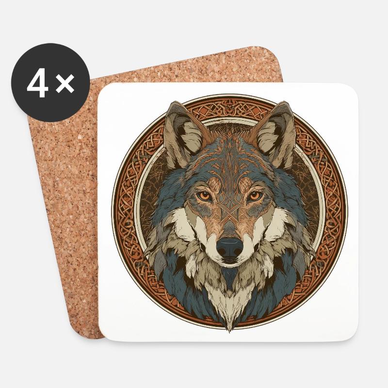 Legendenhafter Wolf mit keltischem Muster - Untersetzer (4er-Set) - Weiß