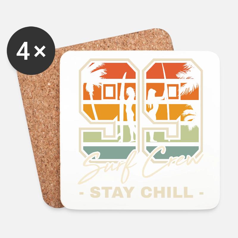 Retro Sonnenuntergang Surf Chill Design - Untersetzer (4er-Set) - Weiß