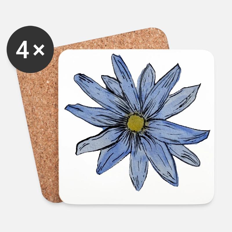 Aquarell-Artistik Gänseblümchen Design - Untersetzer (4er-Set) - Weiß