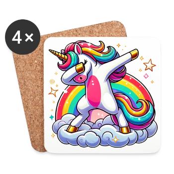 Licornes Dabbing Dab Licorne Licorne Femmes - Dessous de verre (lot de 4) - blanc - Devant