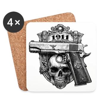 1911 Pistol Handgun - Untersetzer (4er-Set) - Weiß - Vorne