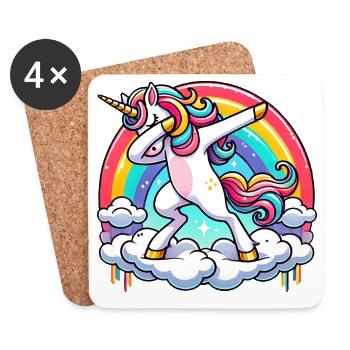 Licornes Dabbing Dab Licorne Licorne Femmes - Dessous de verre (lot de 4) - blanc - Devant