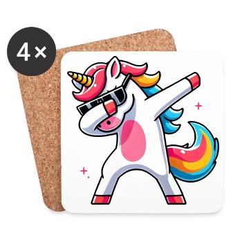 Dab Licorne Dabbing Licornes Fille Licorne - Dessous de verre (lot de 4) - blanc - Devant