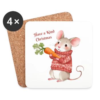 Süße Weihnachts Maus – Have a Kind Christmas - Coasters (set of 4) - white - Front