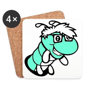 chenille nerd regarde trou geek ver lunettes à monture d'écaille intelligent - Dessous de verre (lot de 4) - blanc - Devant