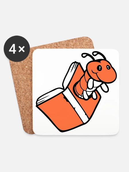 Bücherwurm Raupe Nerd Buch Loch Geek Wurm lesen - Untersetzer (4er-Set) - Weiß