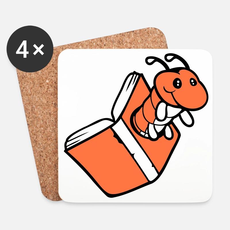 Bücherwurm Raupe Nerd Buch Loch Geek Wurm lesen - Untersetzer (4er-Set) - Weiß