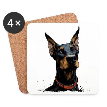 Cooler Dobermann - Untersetzer (4er-Set) - Weiß - Vorne