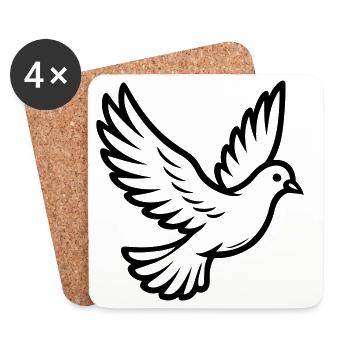 Oiseau Colombe - Dessous de verre (lot de 4) - blanc - Devant