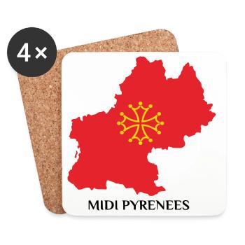 Karte der Midi-Pyrénées - Untersetzer (4er-Set) - Weiß - Vorne