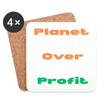 PLANET OVER PROFIT - Coasters (set of 4) - white - Front