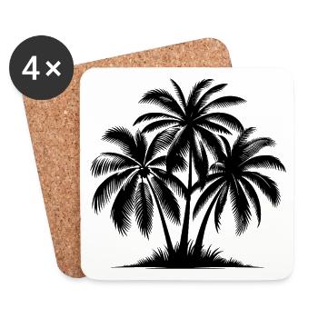 Sun kisses palm trees Summer on the palm beach - Coasters (set of 4) - white - Front