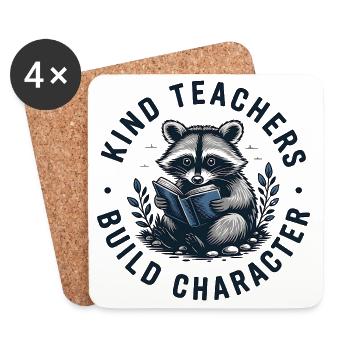 Kind Teachers Build Character Appreciation Raccoon - Untersetzer (4er-Set) - Weiß - Vorne