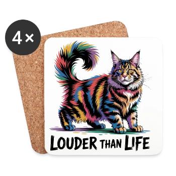 Art coloré du chat arc-en-ciel - Dessous de verre (lot de 4) - blanc - Devant