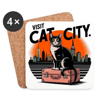 Cat in the City - Coasters (set of 4) - white - Front