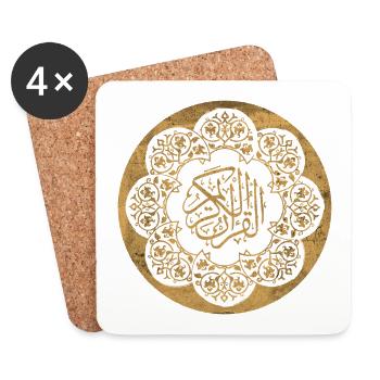 Islamic pattern and calligraphy golden circle - Coasters (set of 4) - white - Front
