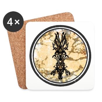 Dragon Horn Tribal Illustration - Coasters (set of 4) - white - Front