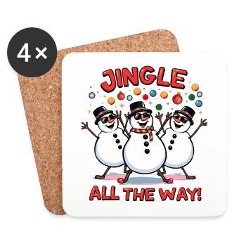 Bonhommes de neige disco – Jingle All the Way - Dessous de verre (lot de 4) - blanc - Devant
